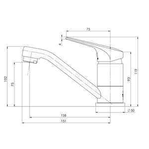 PHOENIX IVY MKII SWIVEL BASIN MIXER 119MM MATTE BLACK