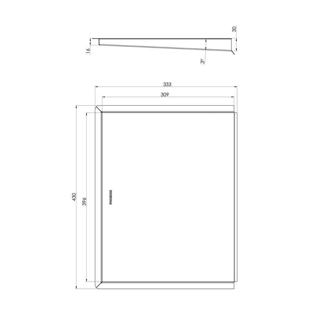 PHOENIX BENCHTOP DRAINER TRAY 333MM STAINLESS STEEL