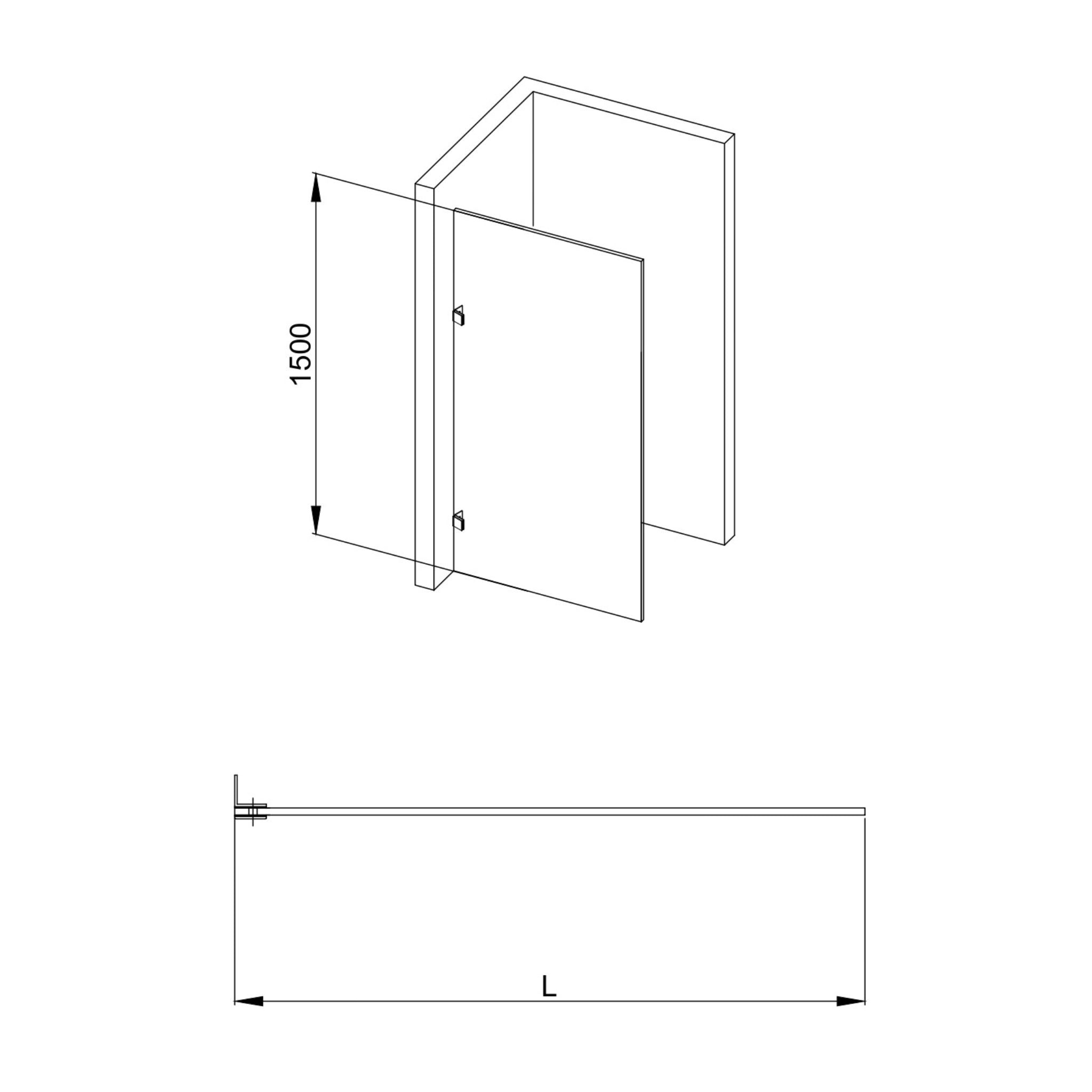 COVEY FIXED PANEL WITH CURVED CORNER BATH SCREEN MATTE BLACK