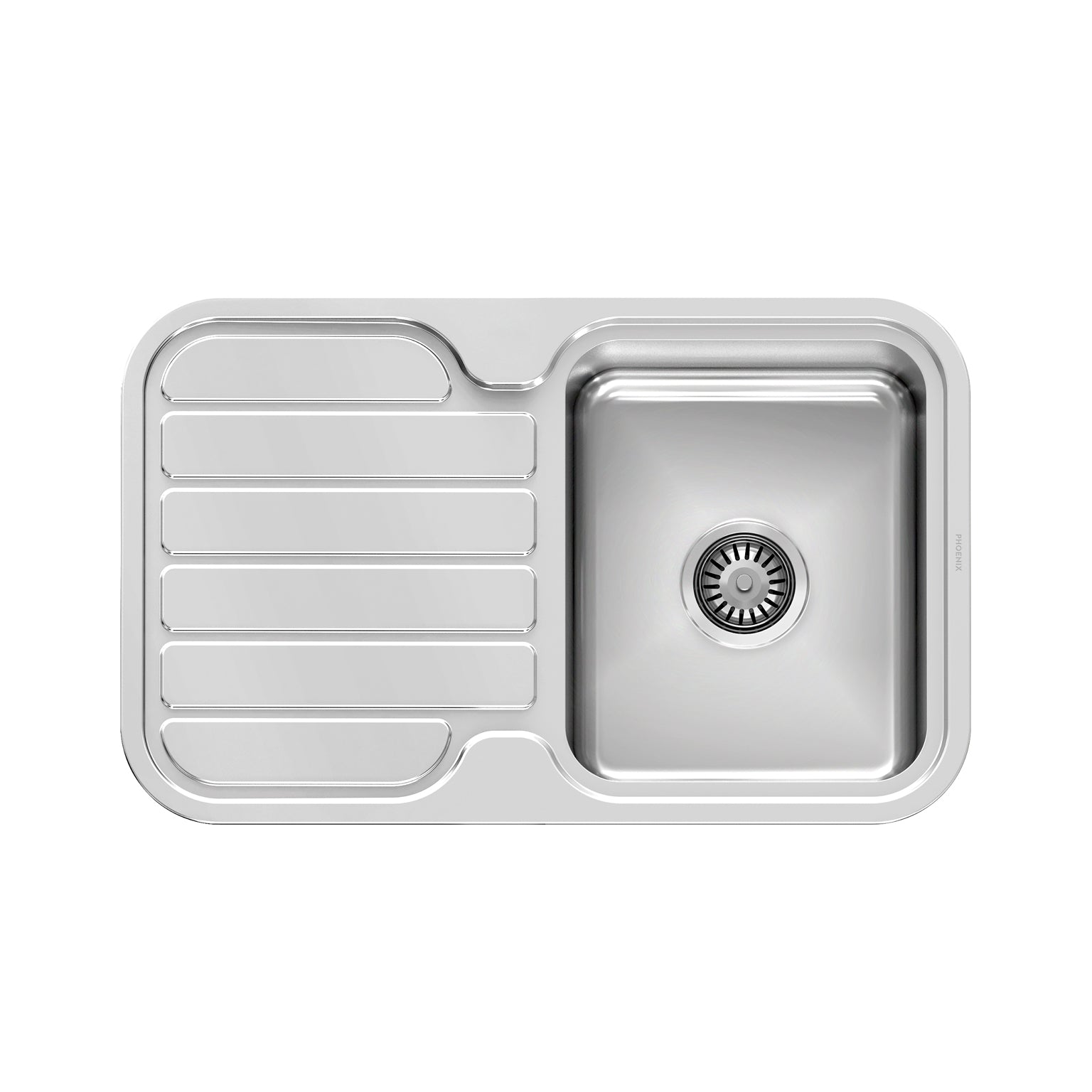 PHOENIX 1000 SERIES SINGLE BOWL SINK WITH DRAINER AND NO TAPHOLE 765MM