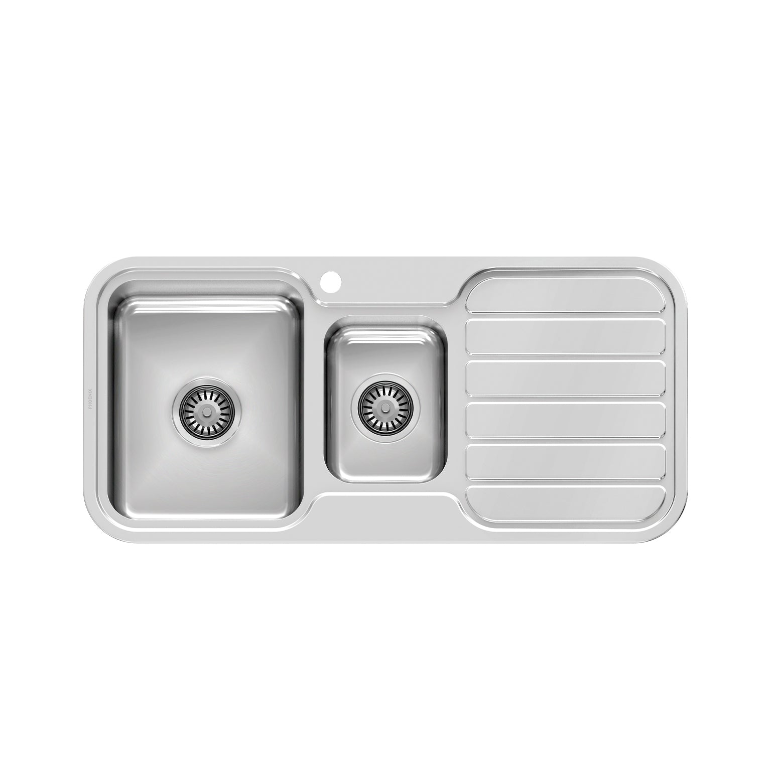 PHOENIX 1000 SERIES 1 AND 1/3 BOWL SINK WITH DRAINER AND TAPHOLE 1000MM