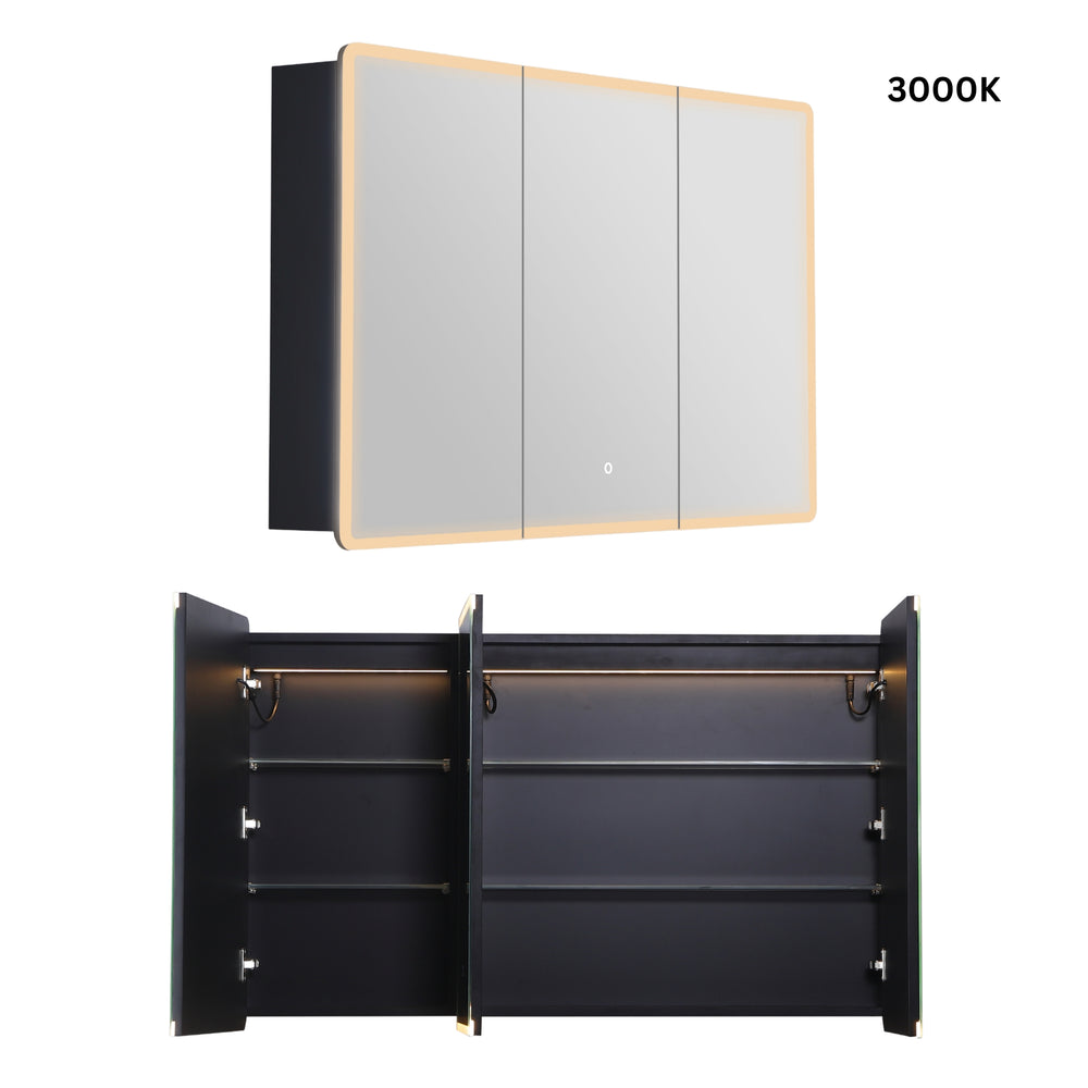 LUKKA AVOLA MATTE BLACK LED MIRROR SHAVING CABINET WITH 3 COLOUR LIGHTS 1200X750MM