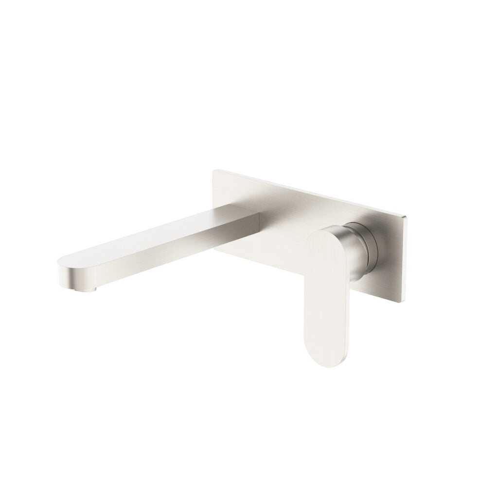 NERO ECCO WALL BASIN/BATH MIXER 206MM BRUSHED NICKEL