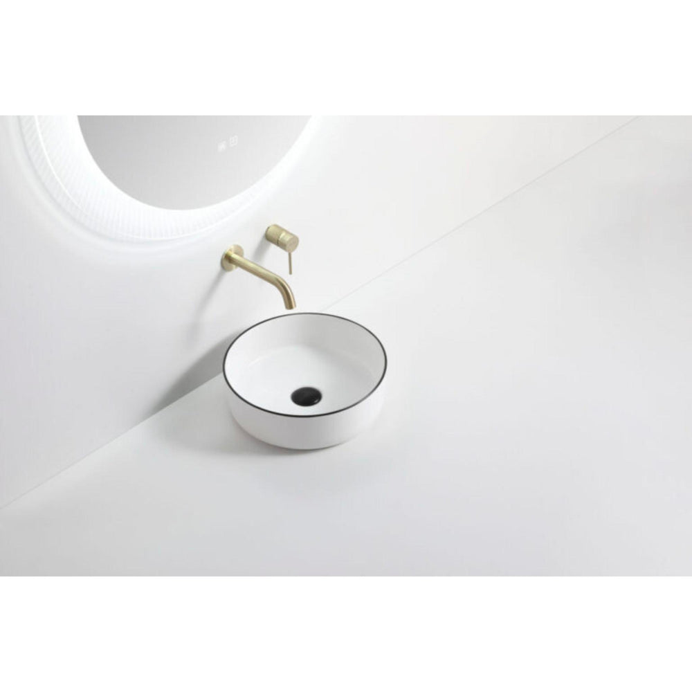 RIVA 3018 ABOVE COUNTER BASIN GLOSS WHITE WITH BLACK RIM 360MM