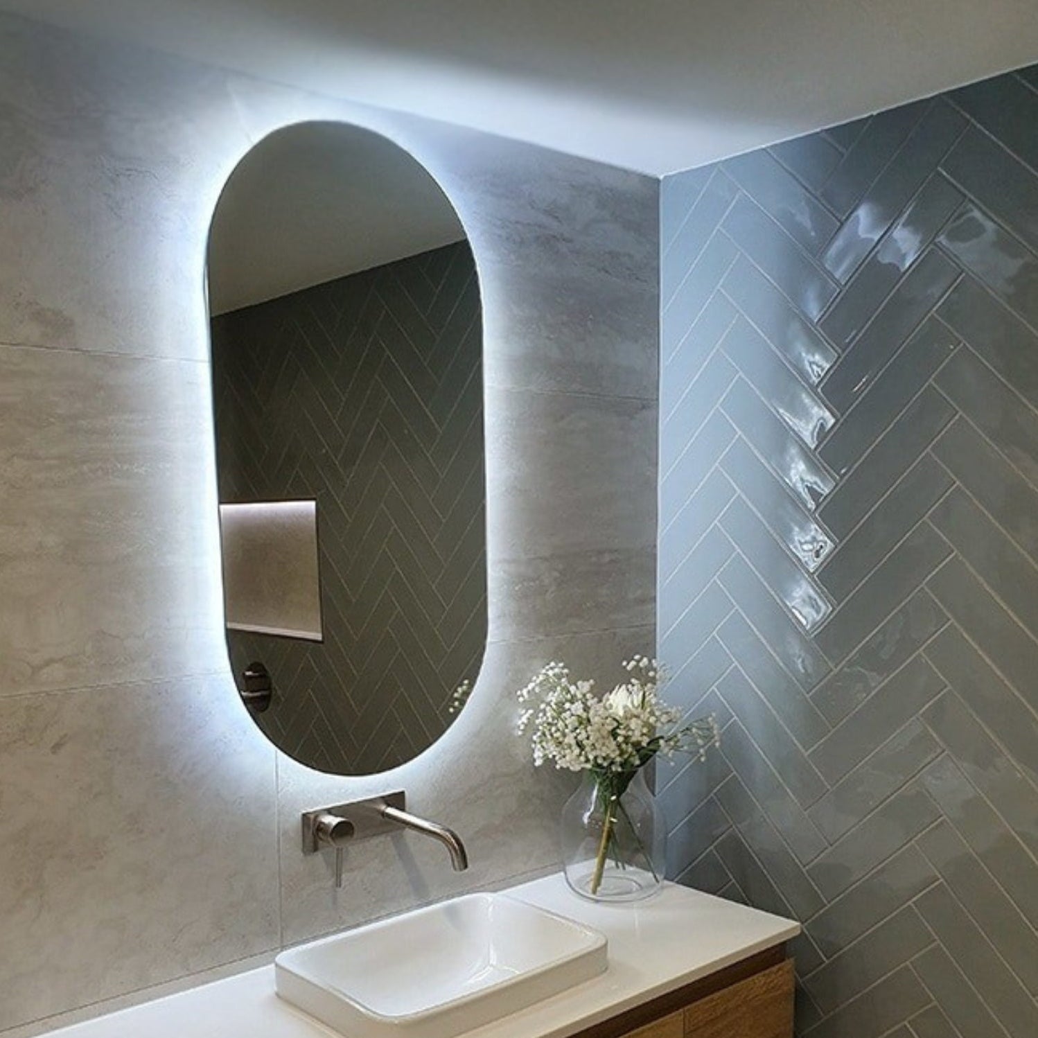 THERMOGROUP ABLAZE PREMIUM SO RANGE BACK-LIT COOL LED MIRROR 445X930MM