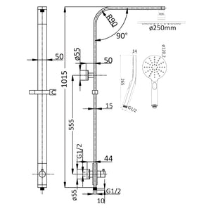 IKON KARA COMBO SHOWER SET 1015MM MATTE BLACK