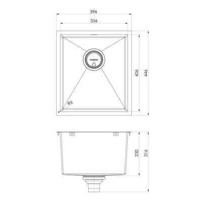 PHOENIX 4000 SERIES SINGLE BOWL STAINLESS STEEL SINK 396MM