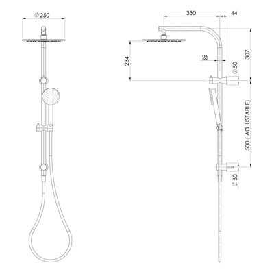 PHEONIX VIVID SLIMLINE TWIN SHOWER STAINLESS STEEL