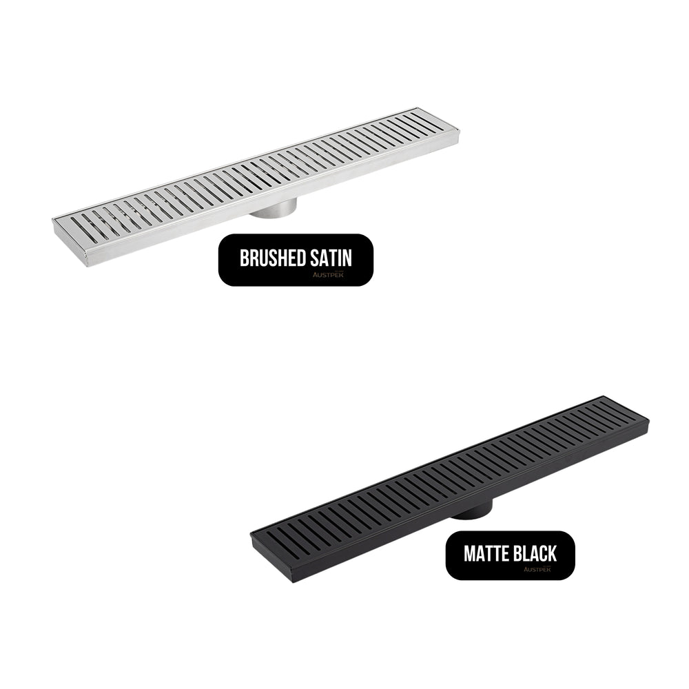 RADIANT HEATING LINEAR PATTERNED FLOOR GRATE 800MM MATTE BLACK