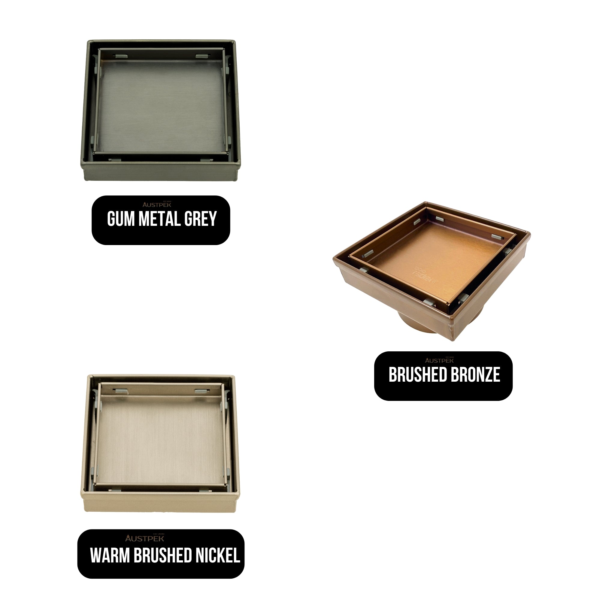 RADIANT HEATING SQUARE TILE INSERT FLOOR GRATE GUN METAL GREY 100MM