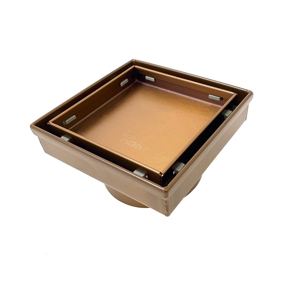 RADIANT HEATING SQUARE TILE INSERT FLOOR GRATE BRUSHED BRONZE 100MM