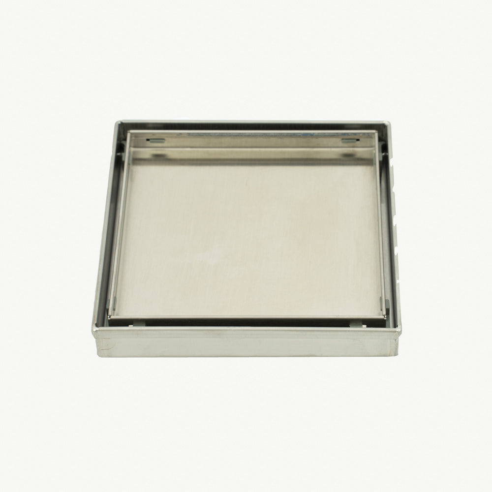 RADIANT HEATING SQUARE TILE INSERT FLOOR GRATE 150MM BRUSHED SATIN