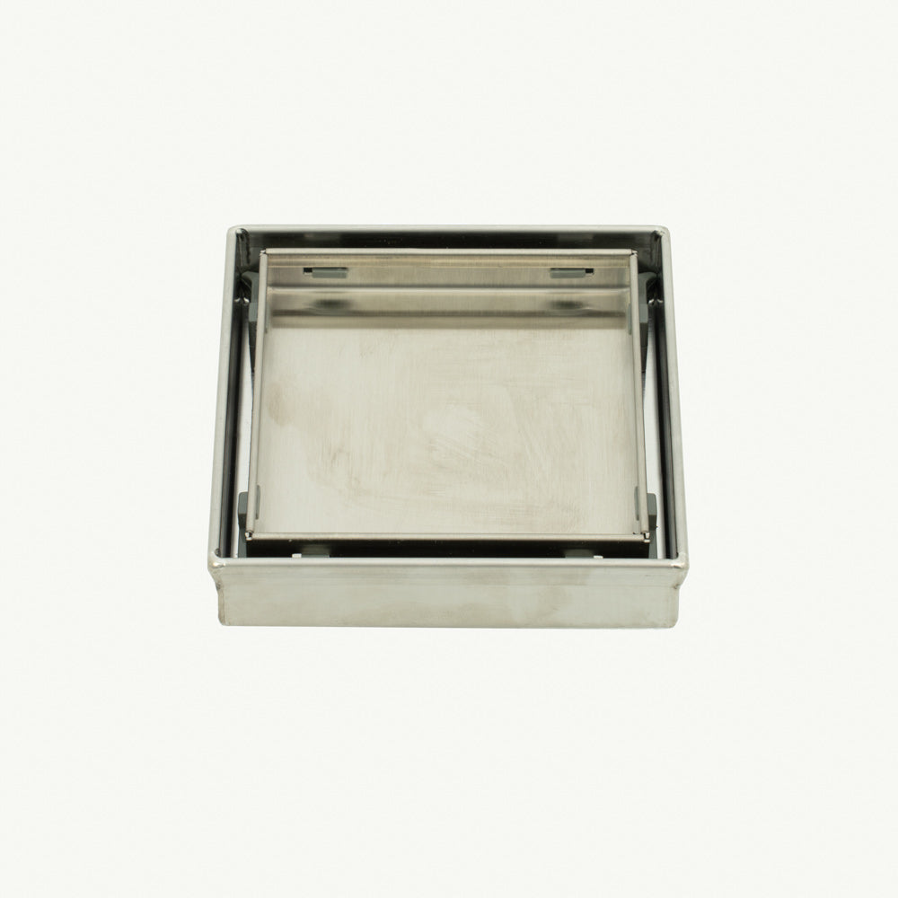 RADIANT HEATING SQUARE TILE INSERT FLOOR GRATE 100MM BRUSHED SATIN