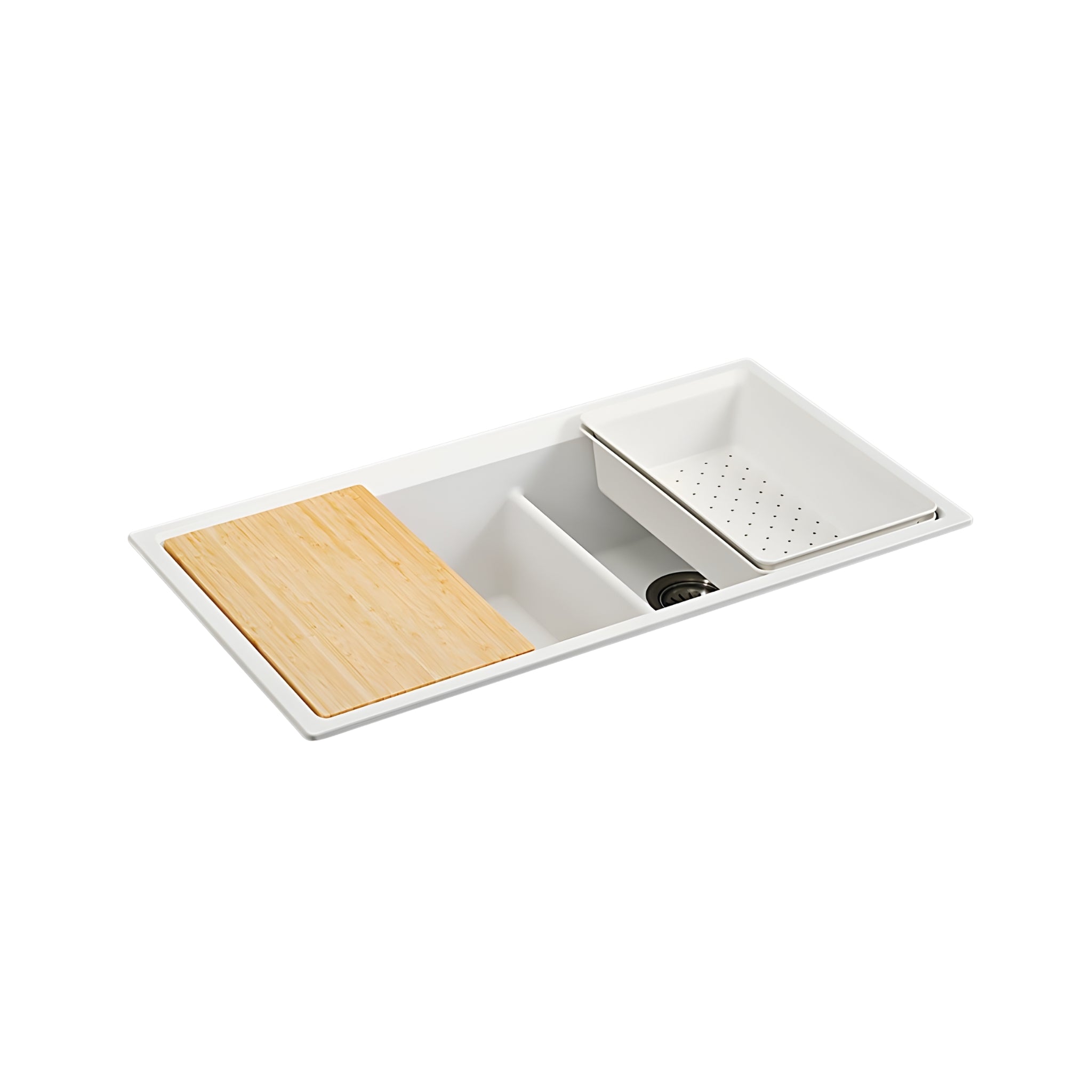 KOHLER NEOROC TASK UNDERMOUNT DOUBLE BOWL KITCHEN SINK MATTE WHITE 860MM