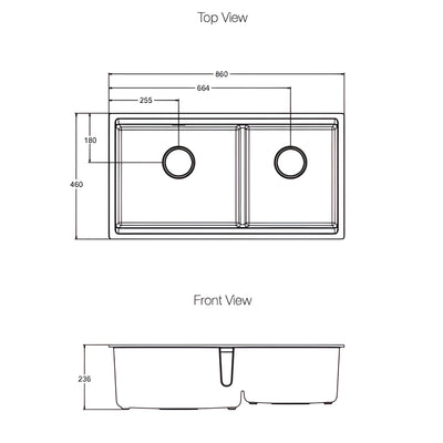 KOHLER NEOROC TASK UNDERMOUNT DOUBLE BOWL KITCHEN SINK MATTE WHITE 860MM