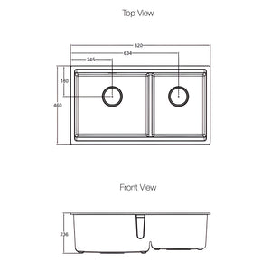 KOHLER NEOROC TASK UNDER COUNTER WORKSTATION KITCHEN SINK MATTE WHITE 820MM