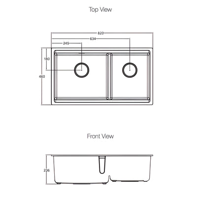 KOHLER NEOROC TASK UNDER COUNTER WORKSTATION KITCHEN SINK MATTE WHITE 820MM