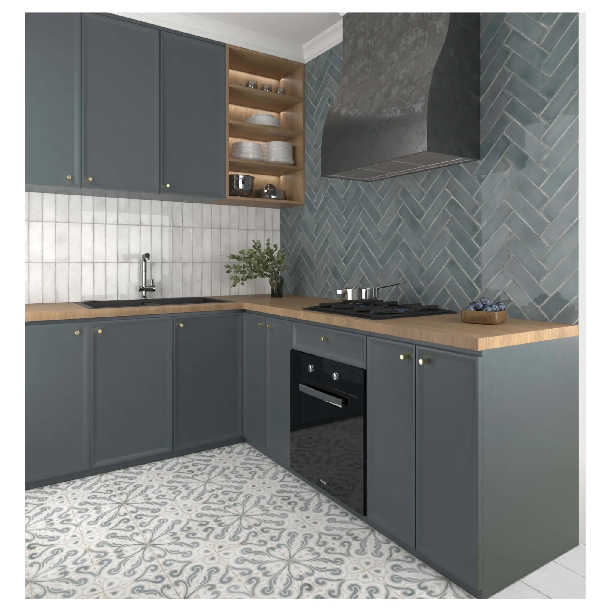 ELITE IMPORTERS ATLANTIQUE BLEU GLOSS 69X240MM RECTANGLE TILE (PER BOX)