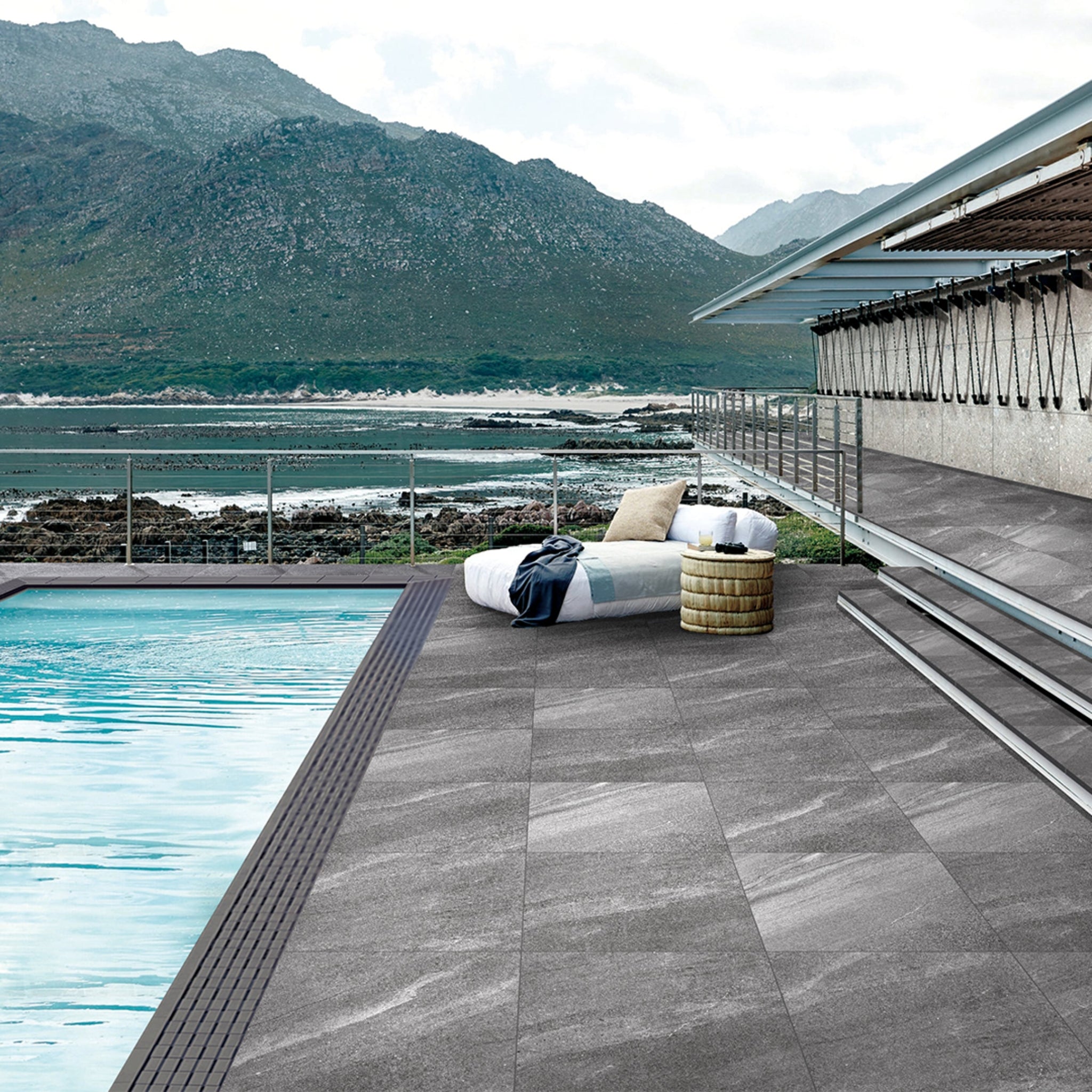 MUSES CREST DARK GREY FELLTEC 600X600MM SQUARE PAVER (PER BOX)