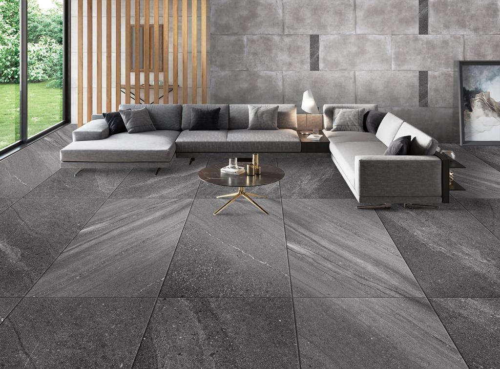 MUSES CREST DARK GREY FELLTEC 600X600MM SQUARE TILE (PER BOX)