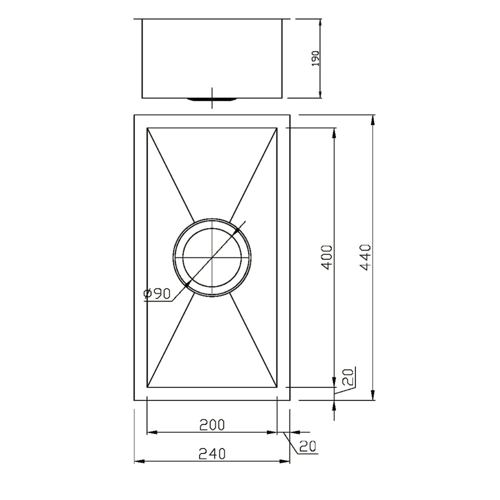 IKON ROSA SINGLE BOWL ABOVE / UNDERMOUNT SINK STAINLESS STEEL 200MM