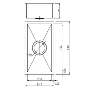 IKON ROSA SINGLE BOWL ABOVE / UNDERMOUNT SINK STAINLESS STEEL 200MM