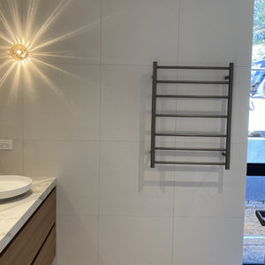 THERMOGROUP ROUND LADDER HEATED TOWEL RAIL GUN METAL 800MM