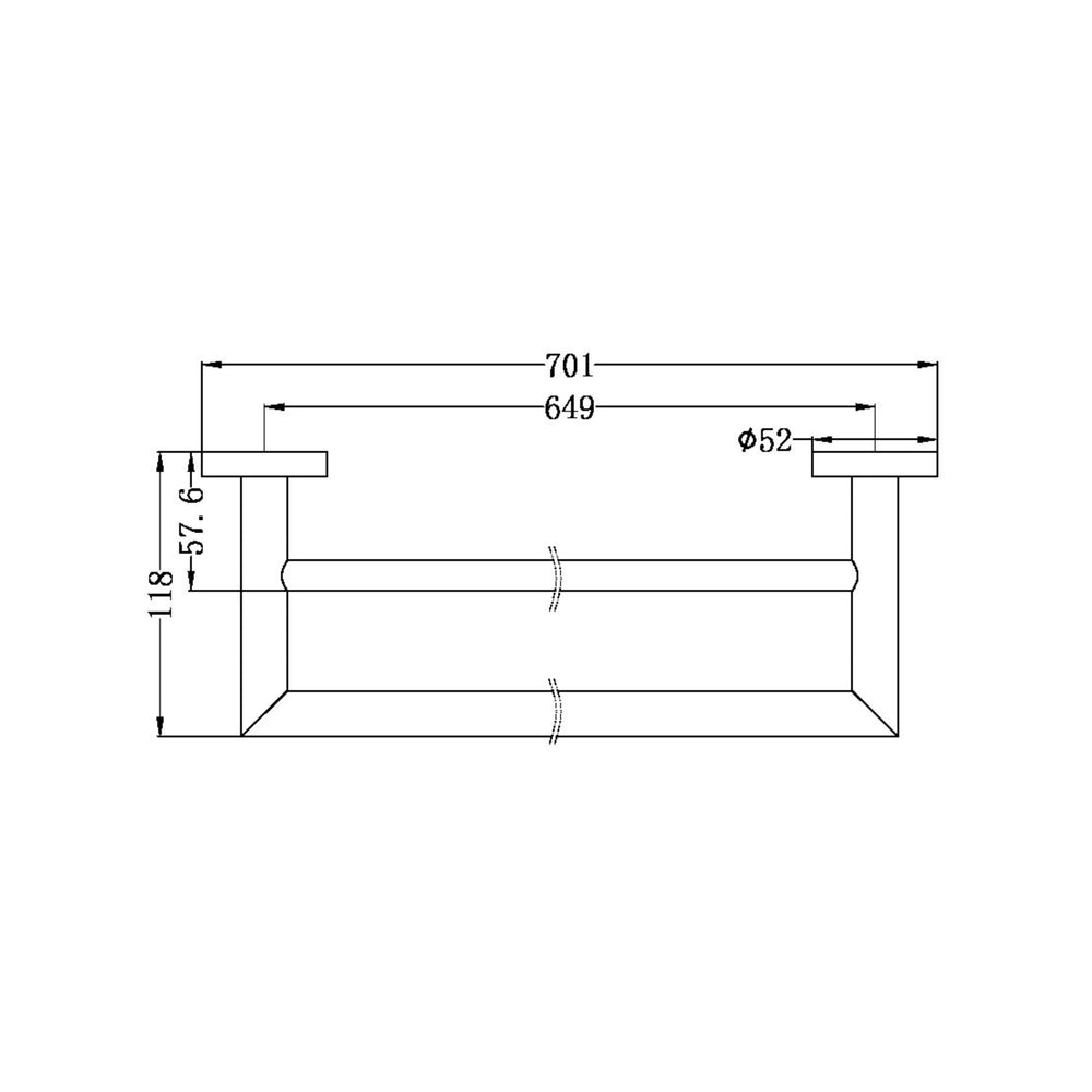 NERO DOLCE DOUBLE TOWEL RAIL BRUSHED NICKEL 700MM