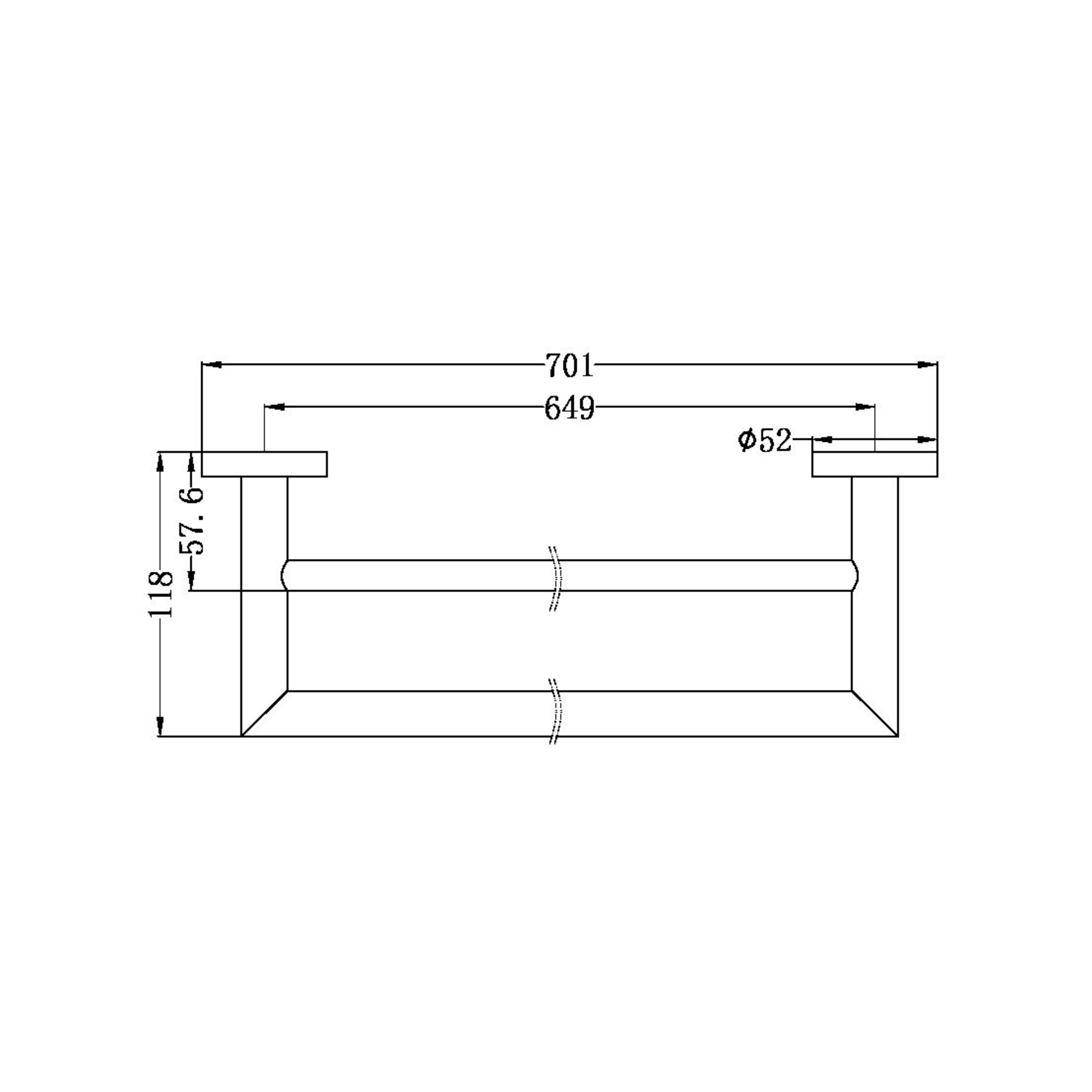 NERO DOLCE DOUBLE TOWEL RAIL BRUSHED NICKEL 700MM
