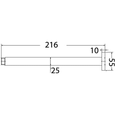 IKON SQUARE VERTICAL SHOWER ARM 210MM CHROME