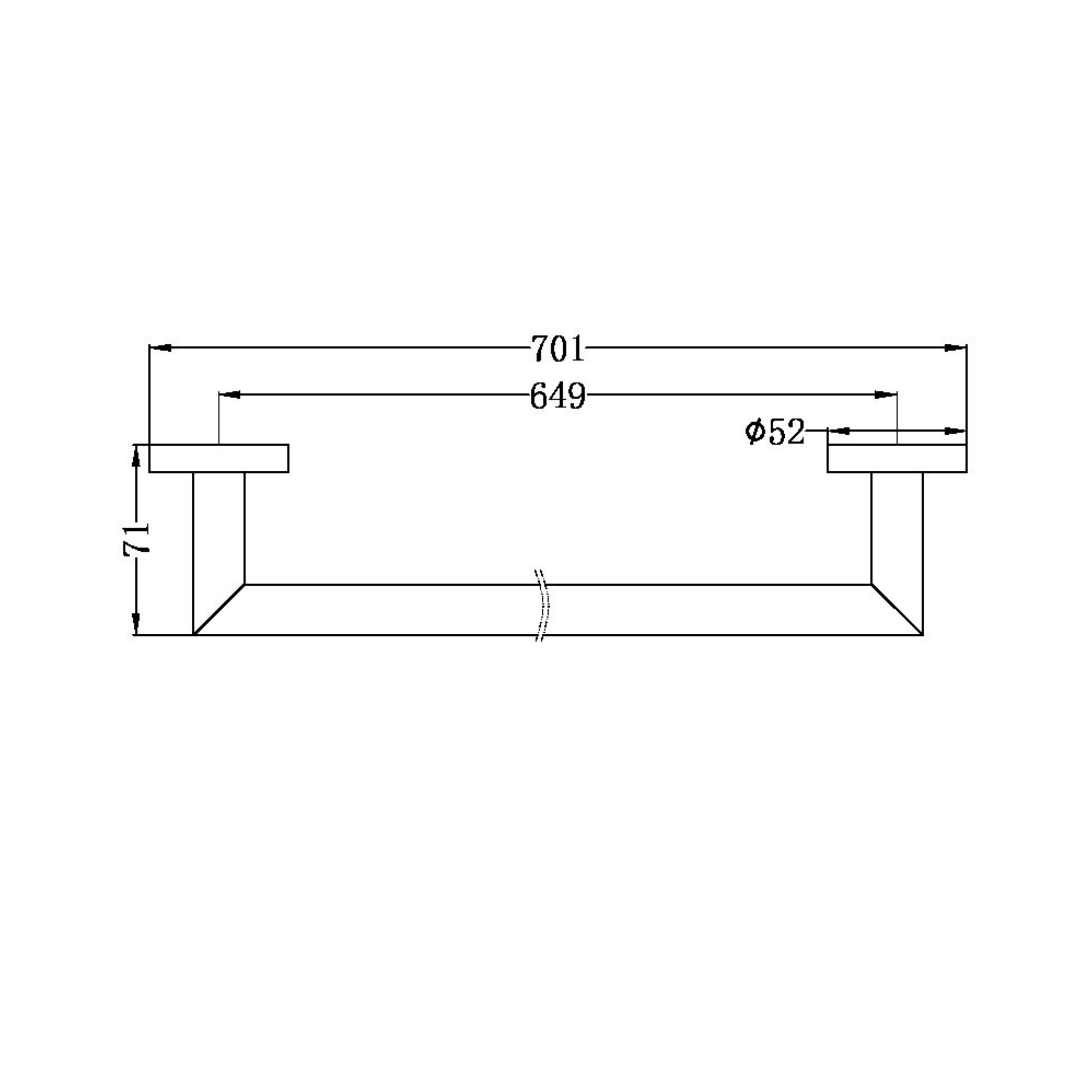 NERO DOLCE SINGLE TOWEL RAIL BRUSHED NICKEL 700MM
