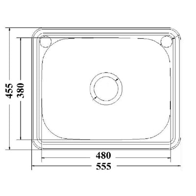 IKON SINGLE BOWL ABOVE MOUNT LAUNDRY SINK STAINLESS STEEL 555MM