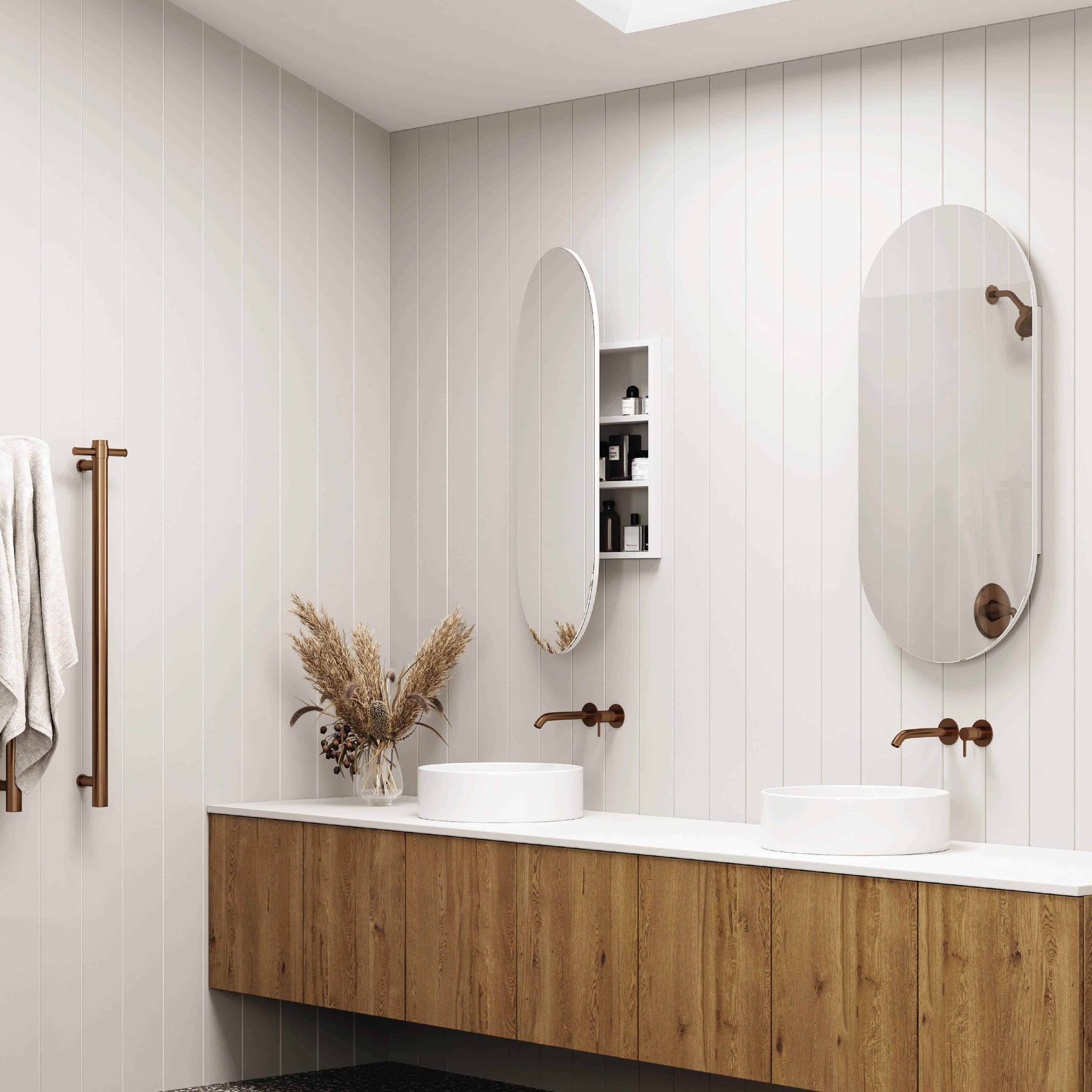 THERMOGROUP ABLAZE PILL SHAPE MIRROR CABINET WHITE 500X1000MM