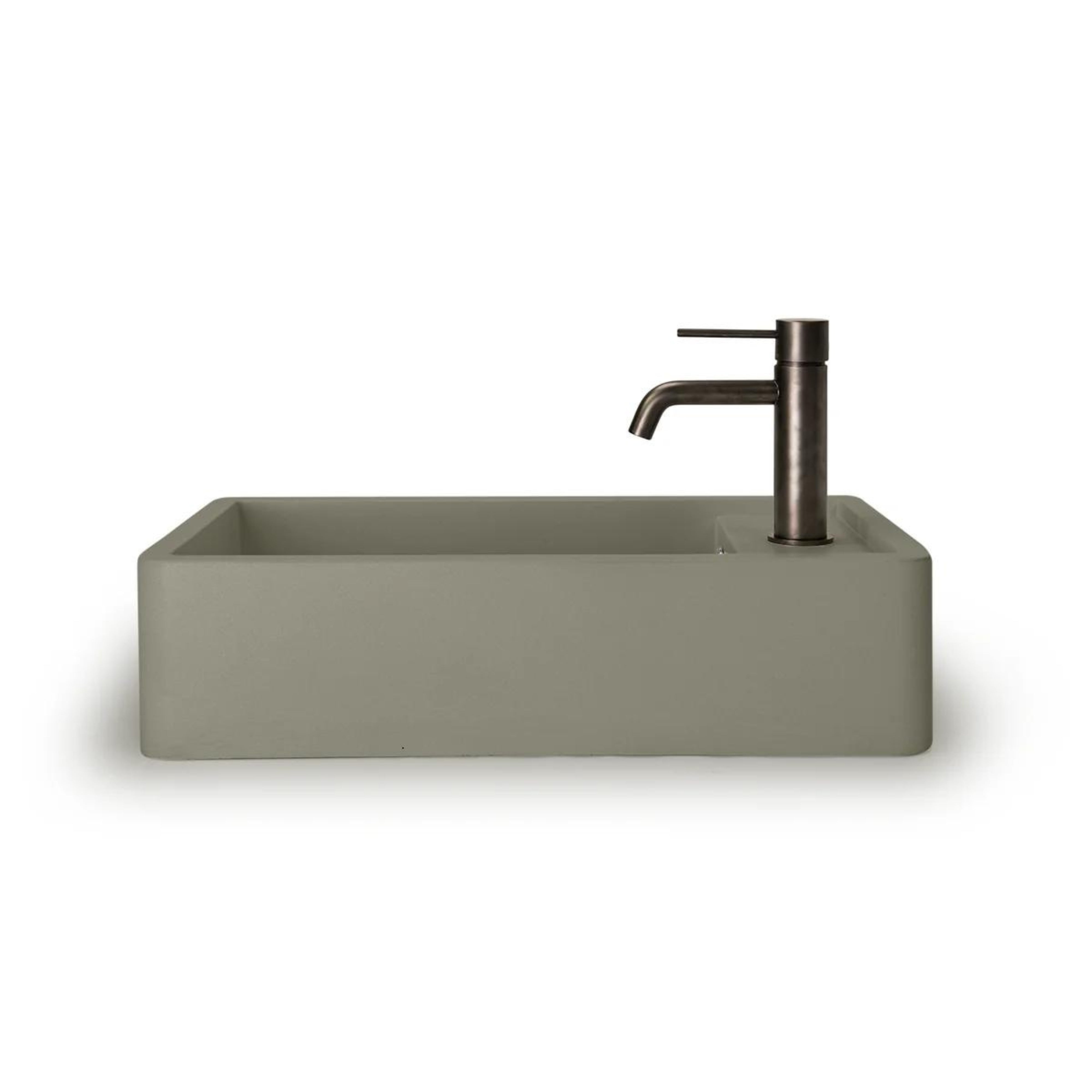 NOOD CO SHELF 01 WALL HUNG BASIN WITH NO TAP HOLE OLIVE 440MM