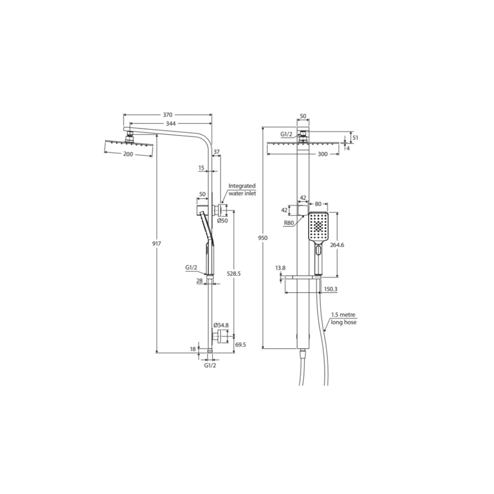 FIENZA TONO DELUXE TWIN SHOWER URBAN BRASS