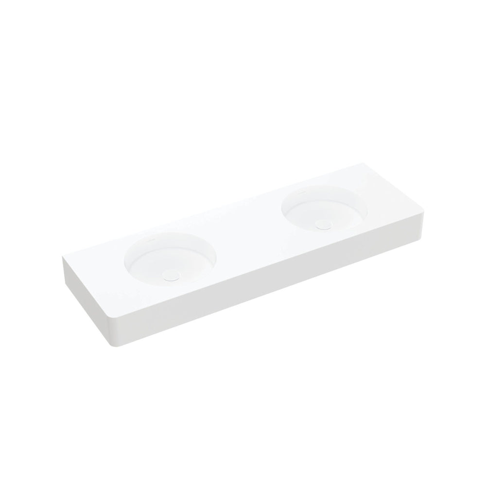 FIENZA ENCANTO SOLID SURFACE WALL HUNG BASIN MATTE WHITE 1400MM