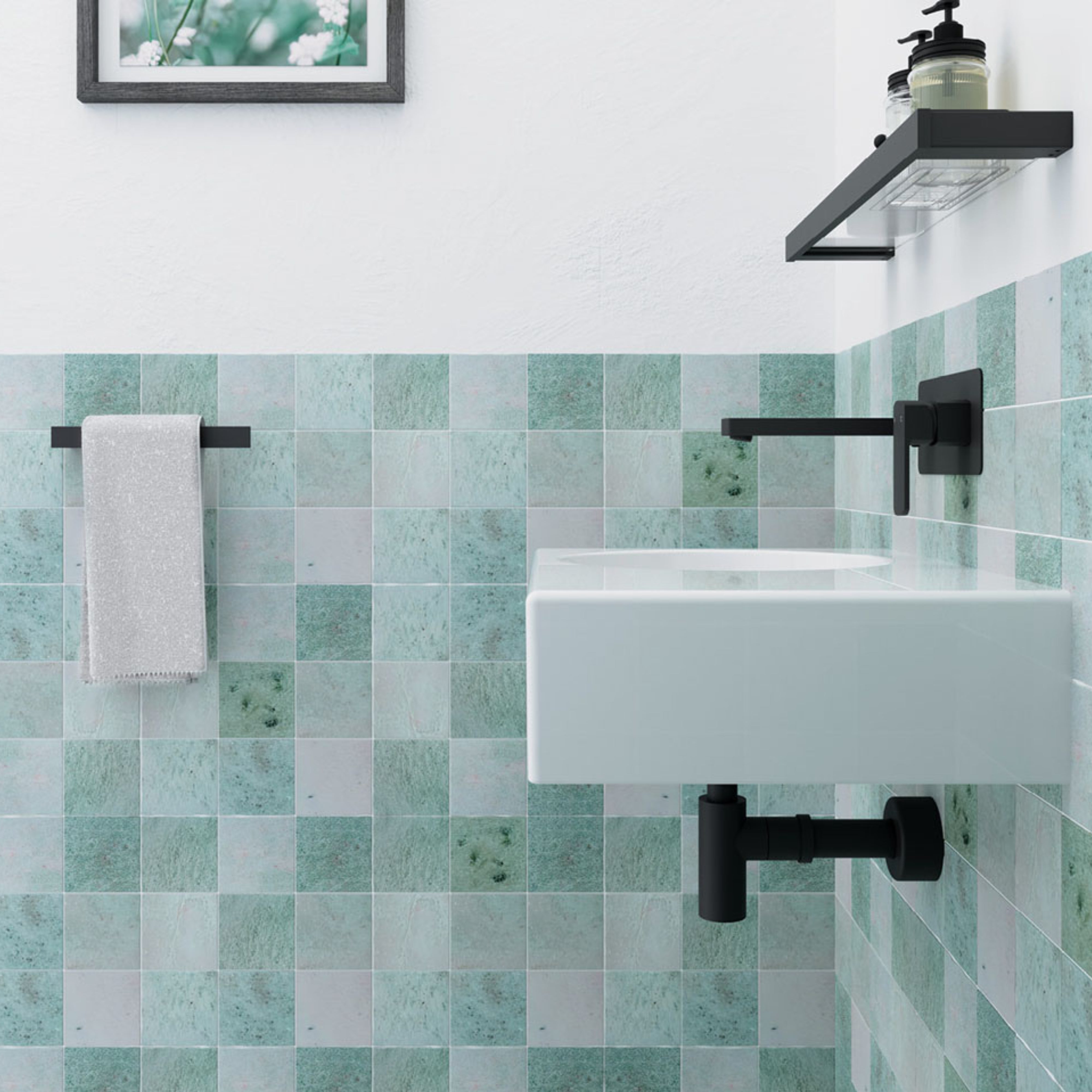 FIENZA REBA WALL HUNG LEFT-HAND BASIN GLOSS WHITE 600MM