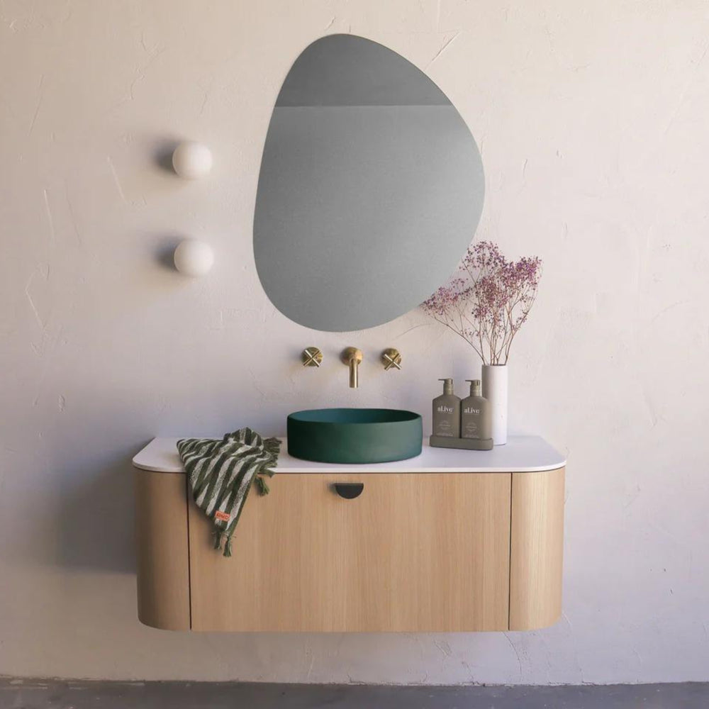NOOD CO CONSCIOUS RANGE SLIP ABOVE COUNTER / WALL HUNG BASIN TEAL 380MM