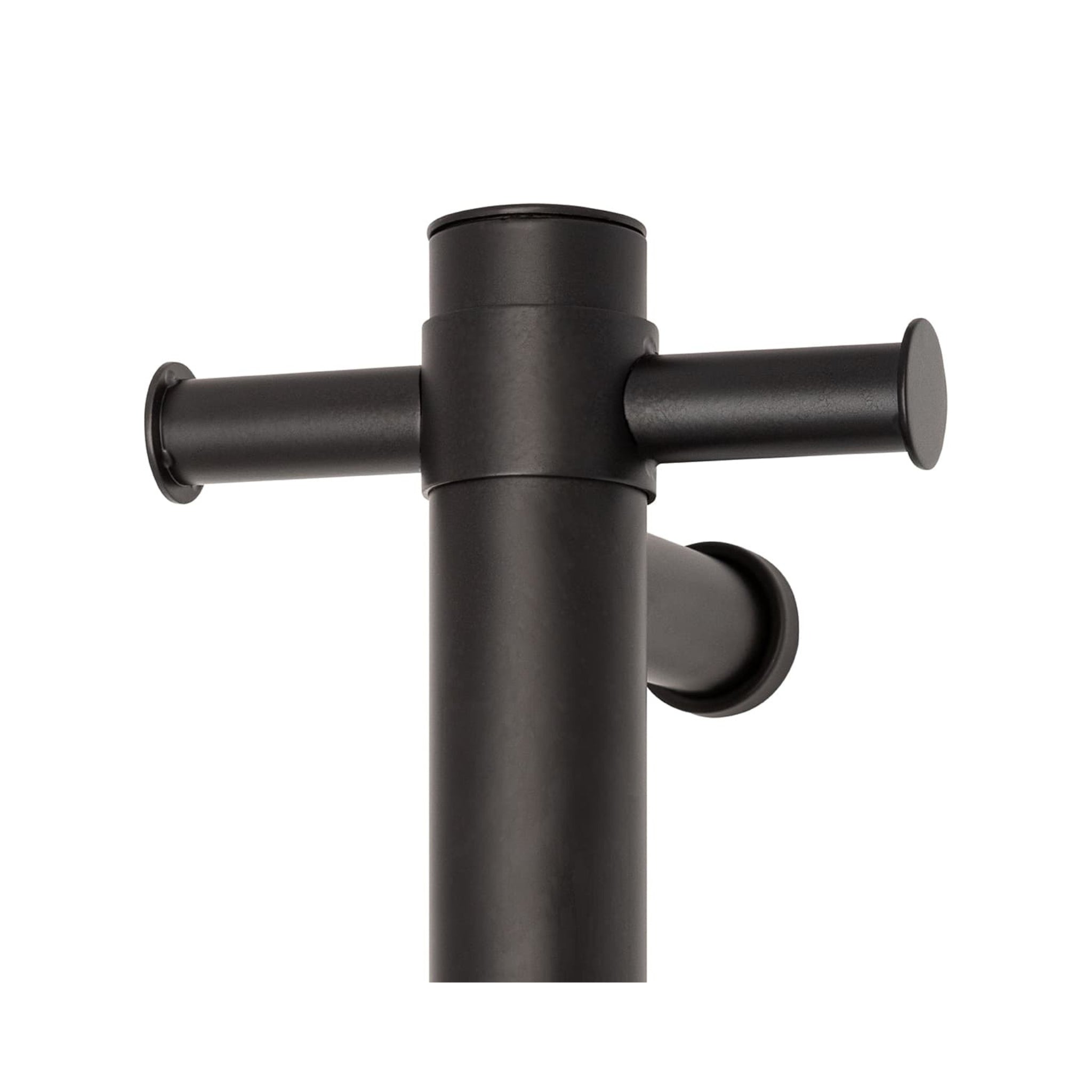 THERMOGROUP ROUND NON-HEATED VERTICAL SINGLE TOWEL RAIL MATTE BLACK 142MM
