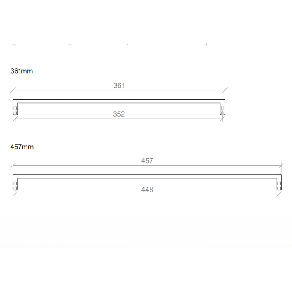 TIMBERLINE D HANDLE CHROME (AVAILABLE IN 104MM, 138MM, 230MM, 361MM AND 457MM)