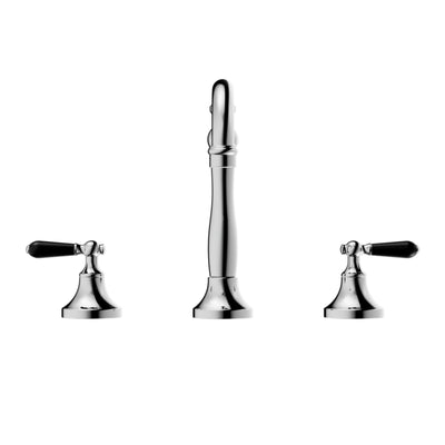 NERO YORK THREE PIECE BASIN SET WITH BLACK PORCELAIN LEVER CHROME