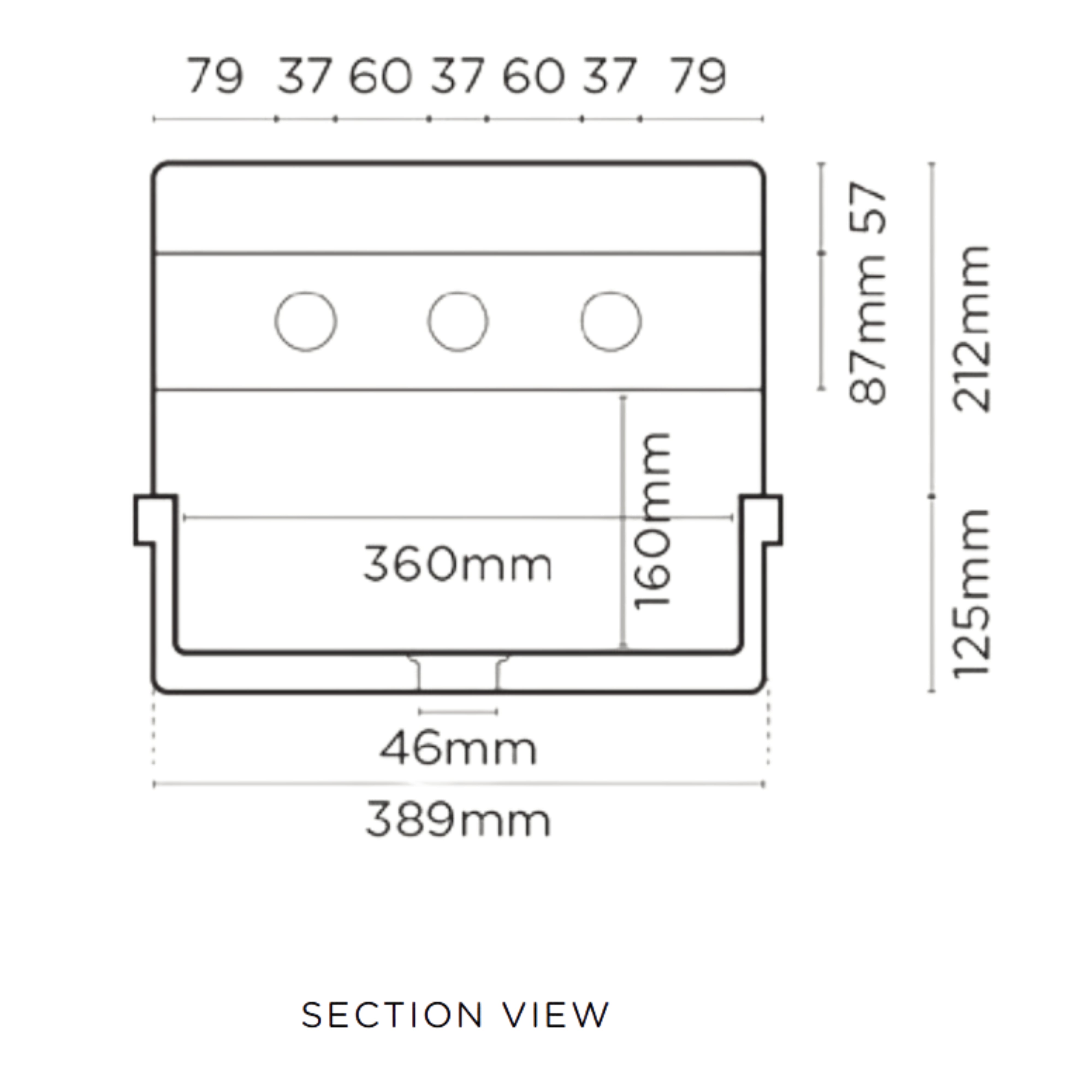 NOOD CO HERBERT ABOVE COUNTER / WALL HUNG BASIN ROWBOAT 410MM