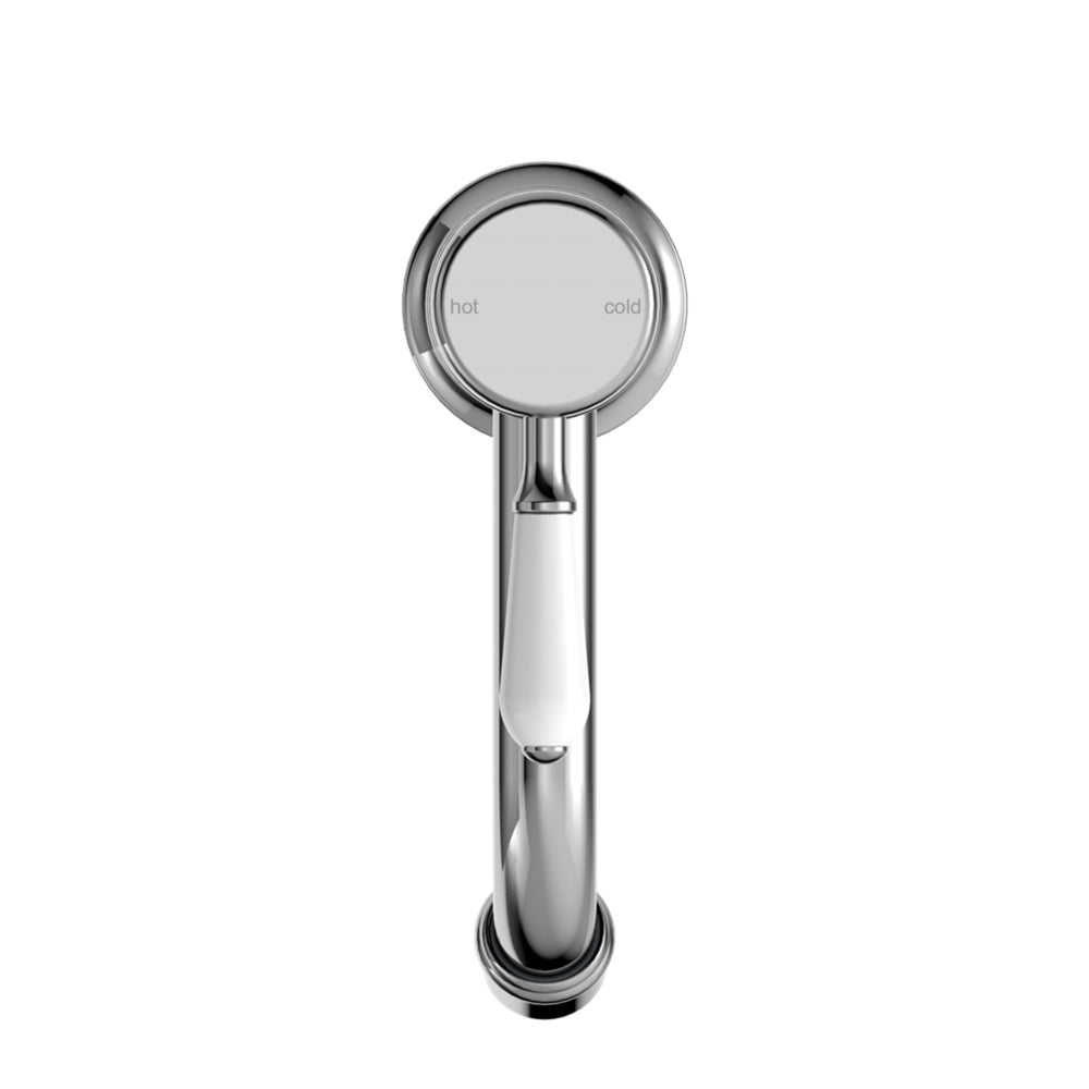 NERO YORK STRAIGHT BASIN MIXER WITH WHITE PORCELAIN LEVER 170MM CHROME