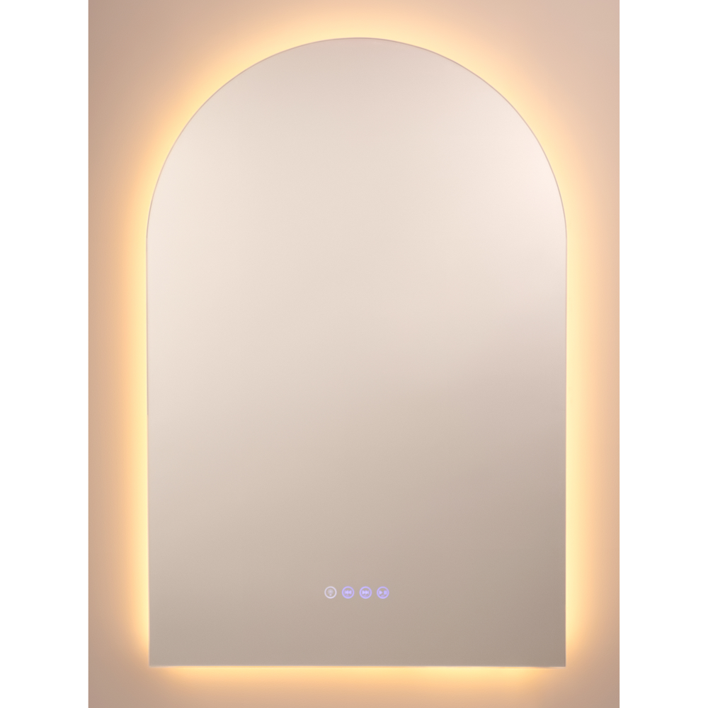 LUNARGLOW ARCADIA ARCH 3 COLOUR LIGHTS FRAMELESS LED MIRROR 600X900MM