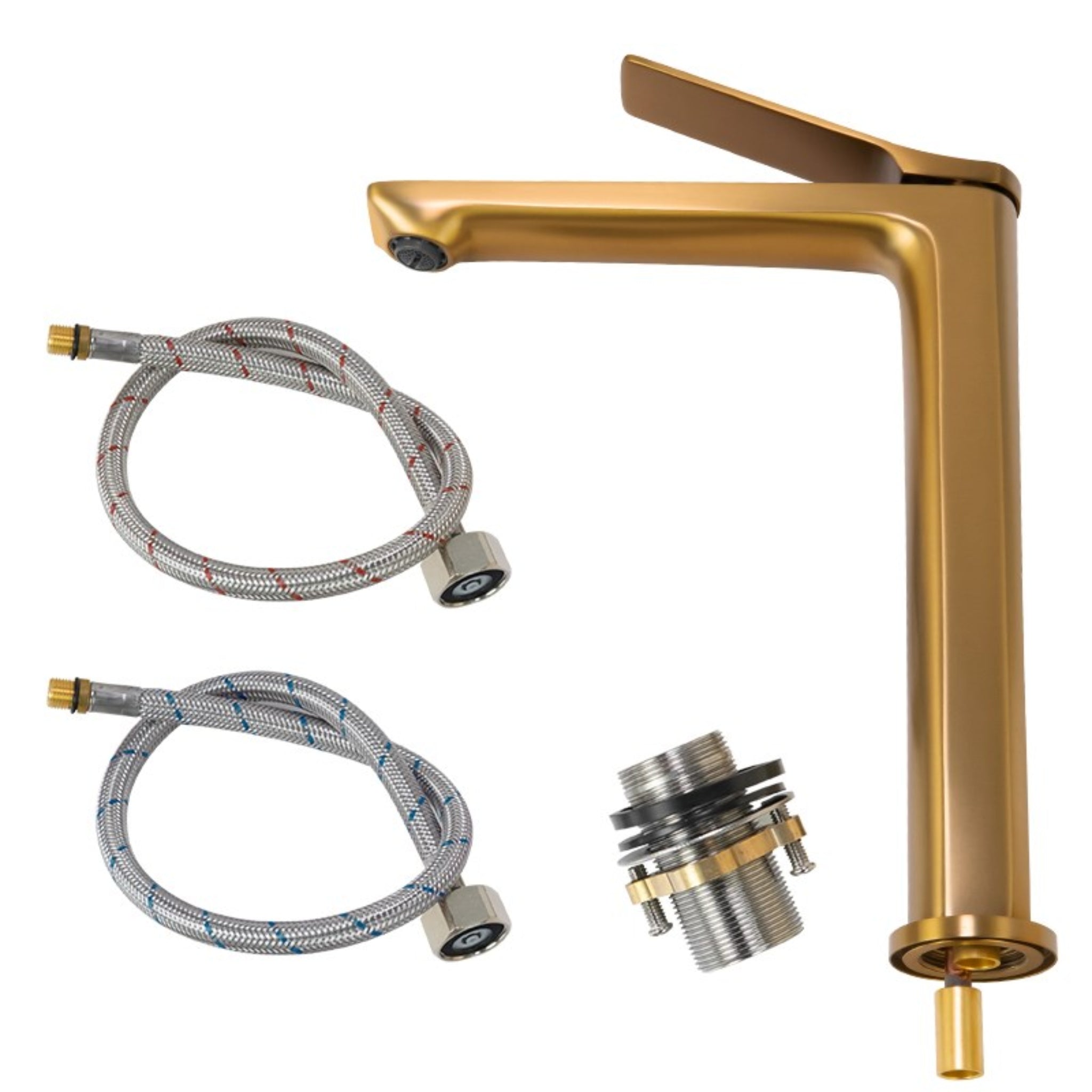AQUAPERLA RUSHY TALL BASIN MIXER 292MM BRUSHED BRASS
