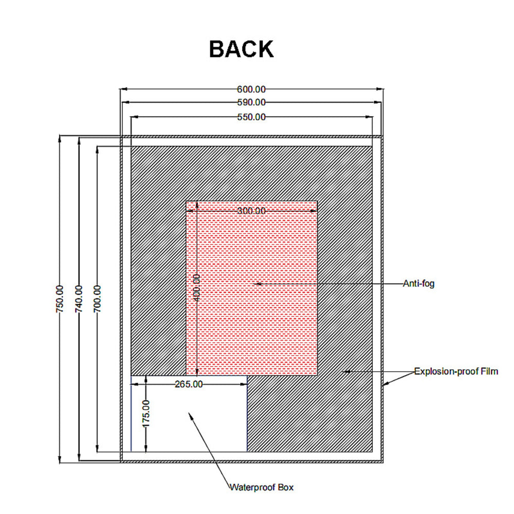 AQUAPERLA RECTANGULAR FRAMELESS 3 COLOUR BACK-LIT LED MIRROR SILVER 600X750MM