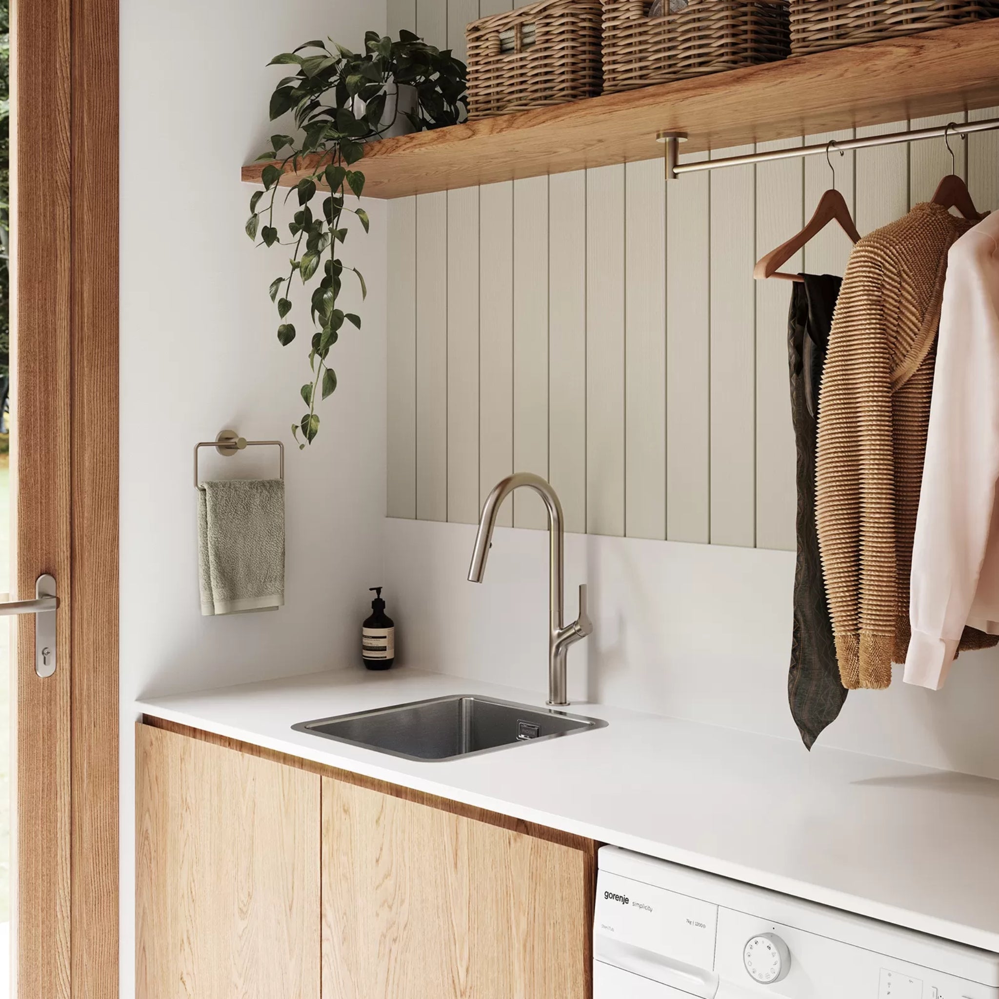 PHOENIX 2000 SERIES LAUNDRY SINK WITH OVERFLOW 411MM STAINLESS STEEL