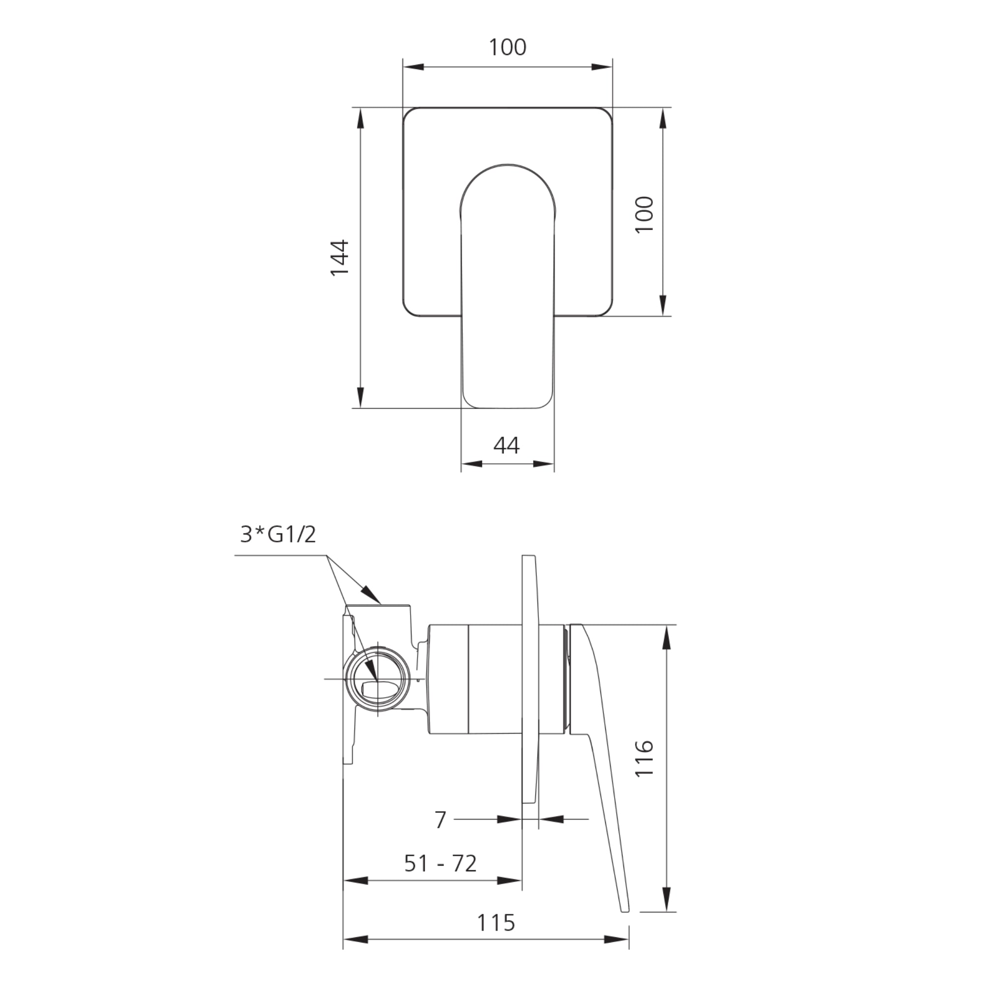 OLIVERI PARIS LEAD FREE WALL MIXER 144MM CHROME