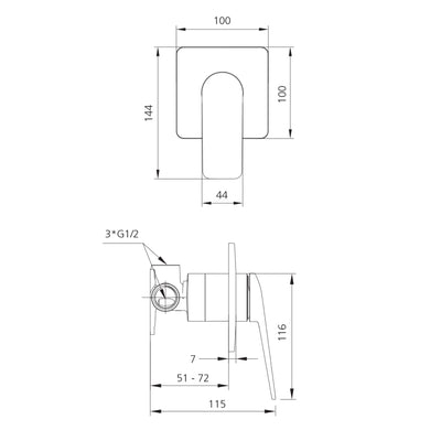 OLIVERI PARIS LEAD FREE WALL MIXER 144MM CHROME
