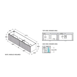 FIENZA BAYVIEW STONE GREY MATTE 1800MM DOUBLE BOWL WALL HUNG VANITY